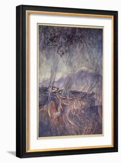 The sleep of Brunnhilde, illustration from 'The Rhinegold and the Valkyrie', 1910-Arthur Rackham-Framed Giclee Print