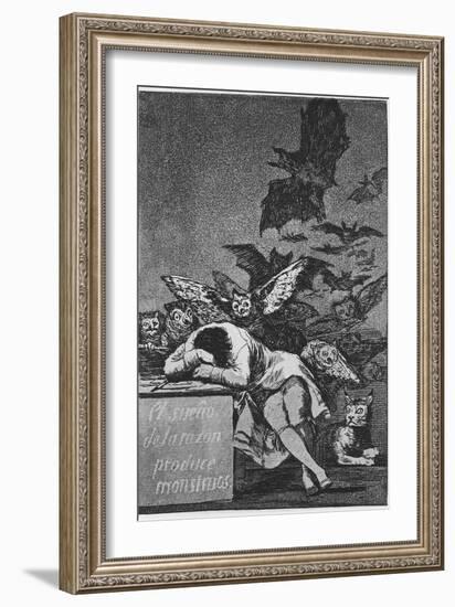 The Sleep of Reason Produces Monsters. (Capricho No 4), 1797-1798-Francisco de Goya-Framed Giclee Print