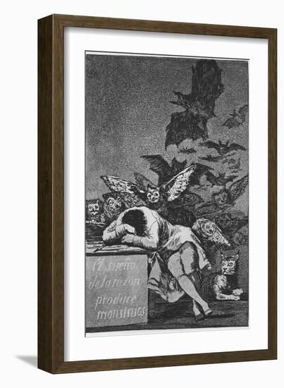 The Sleep of Reason Produces Monsters. (Capricho No 4), 1797-1798-Francisco de Goya-Framed Giclee Print