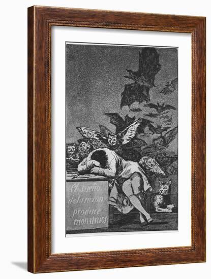 The Sleep of Reason Produces Monsters. (Capricho No 4), 1797-1798-Francisco de Goya-Framed Giclee Print