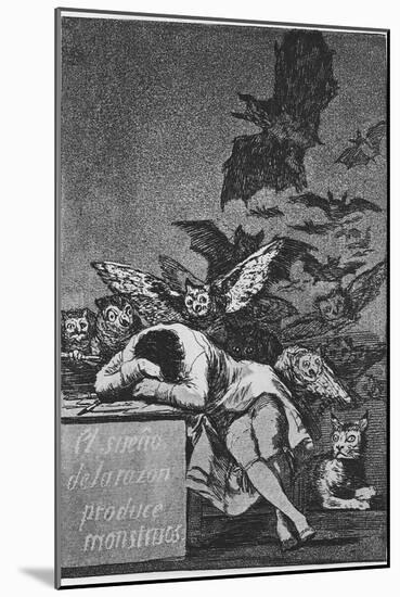 The Sleep of Reason Produces Monsters. (Capricho No 4), 1797-1798-Francisco de Goya-Mounted Giclee Print