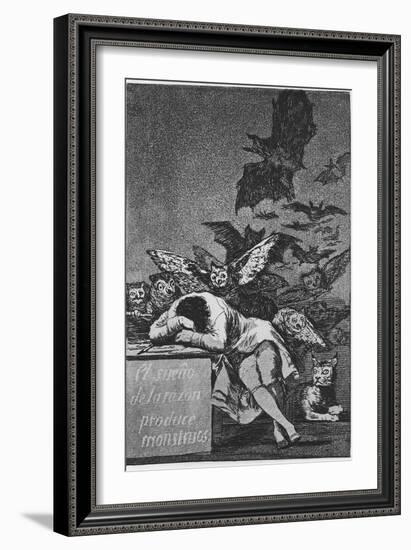 The Sleep of Reason Produces Monsters. (Capricho No 4), 1797-1798-Francisco de Goya-Framed Giclee Print