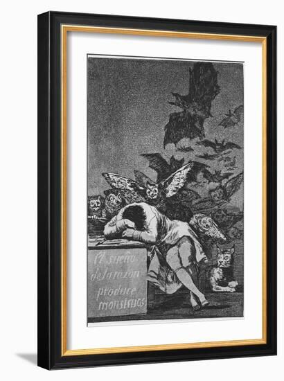 The Sleep of Reason Produces Monsters. (Capricho No 4), 1797-1798-Francisco de Goya-Framed Giclee Print