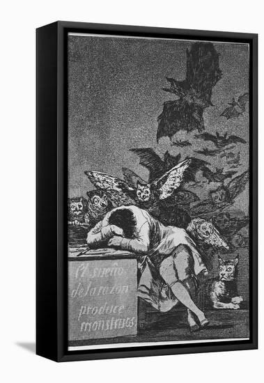 The Sleep of Reason Produces Monsters. (Capricho No 4), 1797-1798-Francisco de Goya-Framed Premier Image Canvas