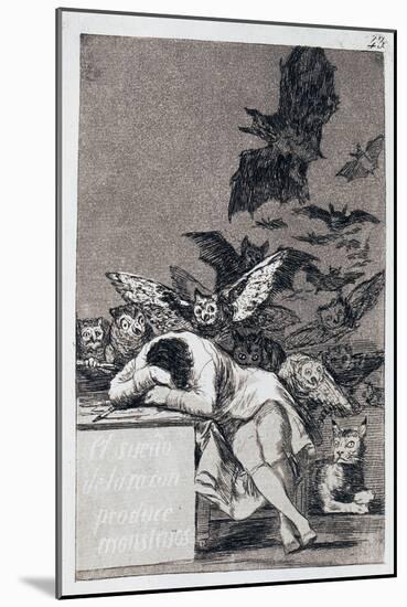 The Sleep of Reason Produces Monsters. (Capricho No 4)-Francisco de Goya-Mounted Giclee Print