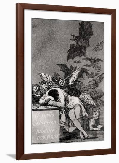 The Sleep of Reason Produces Monsters, from "Los Caprichos"-Francisco de Goya-Framed Premium Giclee Print