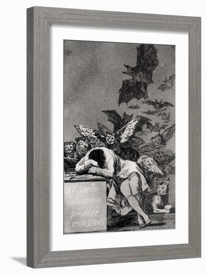 The Sleep of Reason Produces Monsters, from "Los Caprichos"-Francisco de Goya-Framed Premium Giclee Print