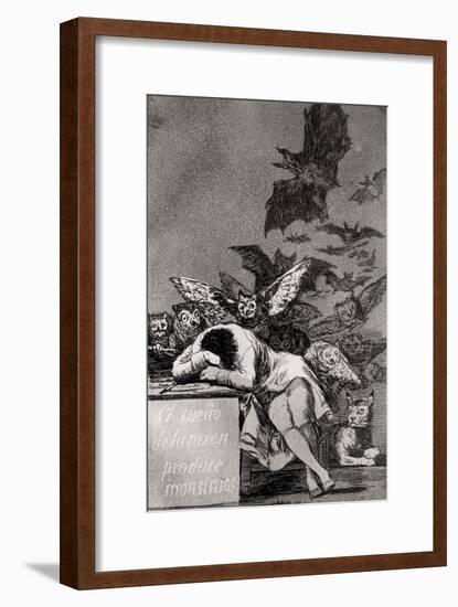 The Sleep of Reason Produces Monsters, from "Los Caprichos"-Francisco de Goya-Framed Premium Giclee Print