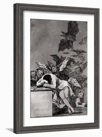 The Sleep of Reason Produces Monsters, from "Los Caprichos"-Francisco de Goya-Framed Giclee Print