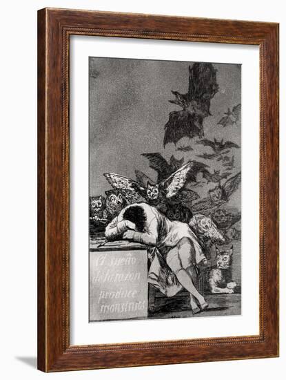 The Sleep of Reason Produces Monsters, from "Los Caprichos"-Francisco de Goya-Framed Giclee Print