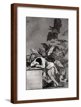 The Sleep of Reason Produces Monsters, from "Los Caprichos"-Francisco de Goya-Framed Giclee Print