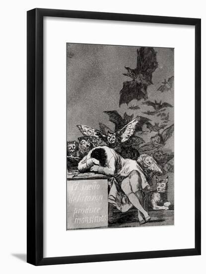 The Sleep of Reason Produces Monsters, from "Los Caprichos"-Francisco de Goya-Framed Giclee Print