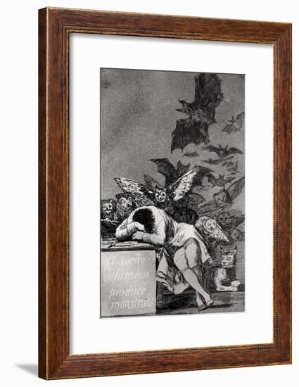 The Sleep of Reason Produces Monsters, from "Los Caprichos"-Francisco de Goya-Framed Giclee Print