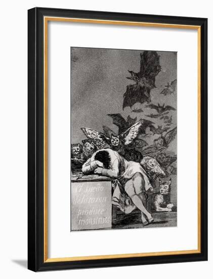 The Sleep of Reason Produces Monsters, from "Los Caprichos"-Francisco de Goya-Framed Giclee Print