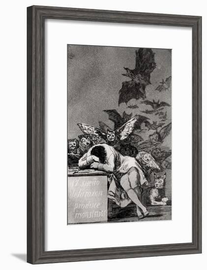 The Sleep of Reason Produces Monsters, from "Los Caprichos"-Francisco de Goya-Framed Giclee Print