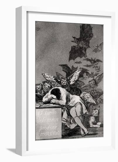 The Sleep of Reason Produces Monsters, from "Los Caprichos"-Francisco de Goya-Framed Giclee Print