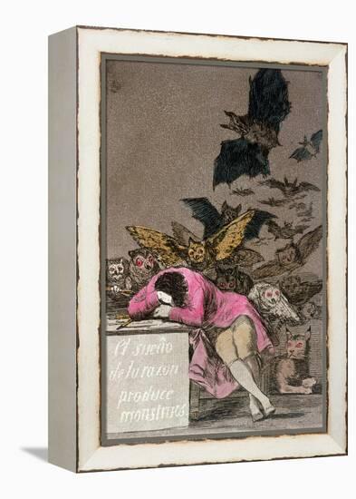 The Sleep of Reason Produces Monsters, Plate 43 of "Los Caprichos," Published circa 1810-Francisco de Goya-Framed Premier Image Canvas