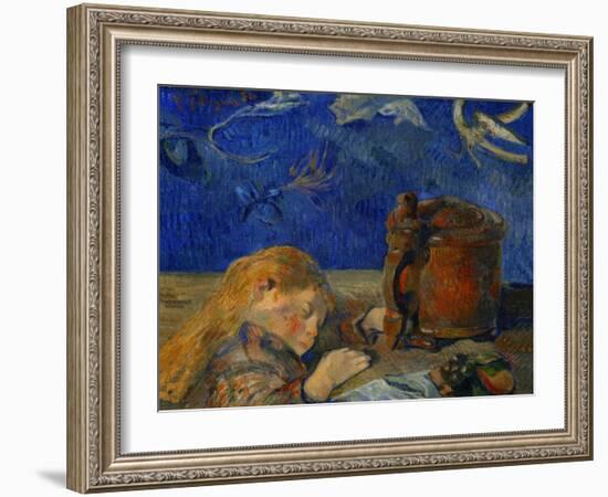 The sleeping child. Oil on canvas (1884) 46 x 55.5 cm Cat. W 81.-Paul Gauguin-Framed Giclee Print