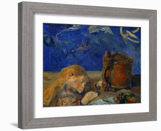 The sleeping child. Oil on canvas (1884) 46 x 55.5 cm Cat. W 81.-Paul Gauguin-Framed Giclee Print