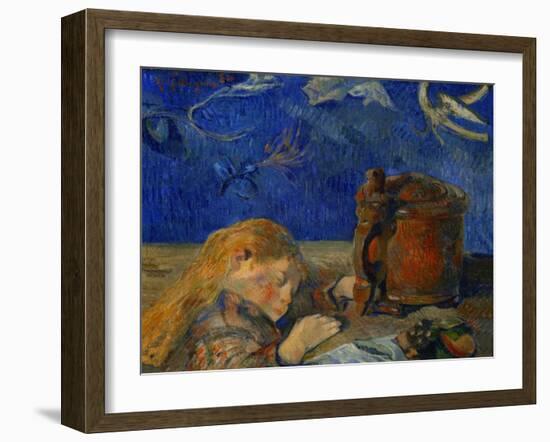 The sleeping child. Oil on canvas (1884) 46 x 55.5 cm Cat. W 81.-Paul Gauguin-Framed Giclee Print