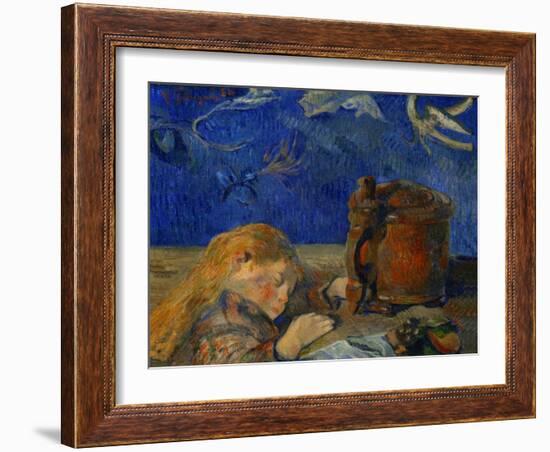 The sleeping child. Oil on canvas (1884) 46 x 55.5 cm Cat. W 81.-Paul Gauguin-Framed Giclee Print