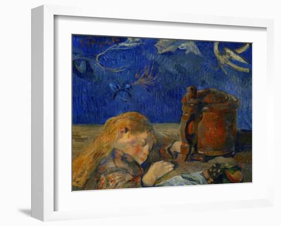 The sleeping child. Oil on canvas (1884) 46 x 55.5 cm Cat. W 81.-Paul Gauguin-Framed Giclee Print