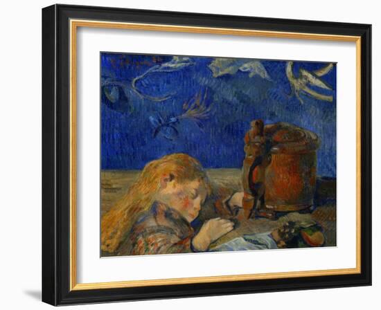 The sleeping child. Oil on canvas (1884) 46 x 55.5 cm Cat. W 81.-Paul Gauguin-Framed Giclee Print