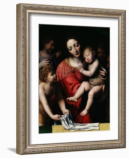 The Sleeping Christ, or Madonna and Sleeping Child with Three Angels, 1532-Bernardino Luini-Framed Giclee Print