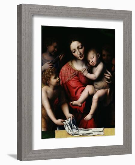 The Sleeping Christ, or Madonna and Sleeping Child with Three Angels, 1532-Bernardino Luini-Framed Giclee Print