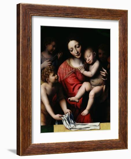 The Sleeping Christ, or Madonna and Sleeping Child with Three Angels, 1532-Bernardino Luini-Framed Giclee Print