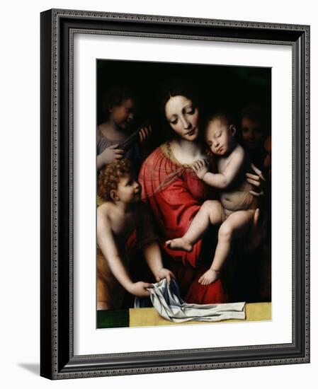 The Sleeping Christ, or Madonna and Sleeping Child with Three Angels, 1532-Bernardino Luini-Framed Giclee Print