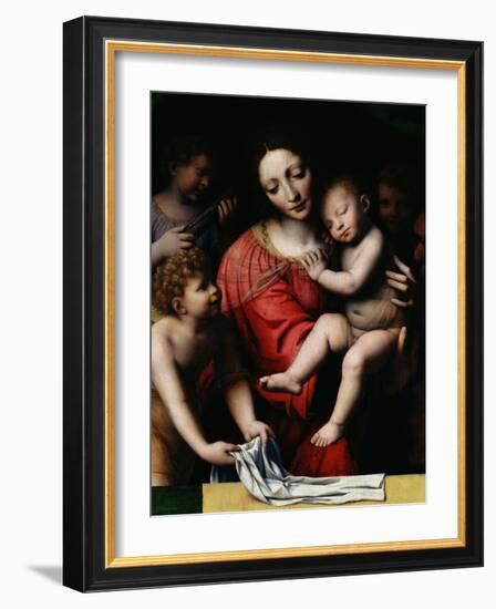 The Sleeping Christ, or Madonna and Sleeping Child with Three Angels, 1532-Bernardino Luini-Framed Giclee Print