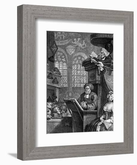 The Sleeping Congregation, 1736-William Hogarth-Framed Giclee Print