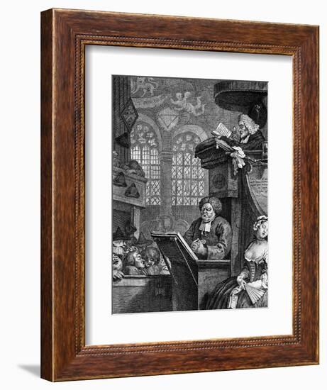 The Sleeping Congregation, 1736-William Hogarth-Framed Giclee Print