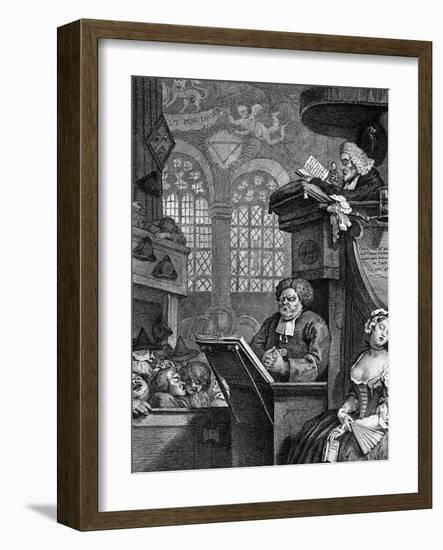 The Sleeping Congregation, 1736-William Hogarth-Framed Giclee Print