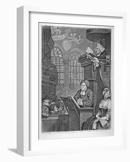 'The sleeping congregation', 1736-William Hogarth-Framed Giclee Print