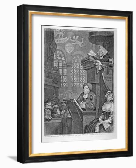 'The sleeping congregation', 1736-William Hogarth-Framed Giclee Print