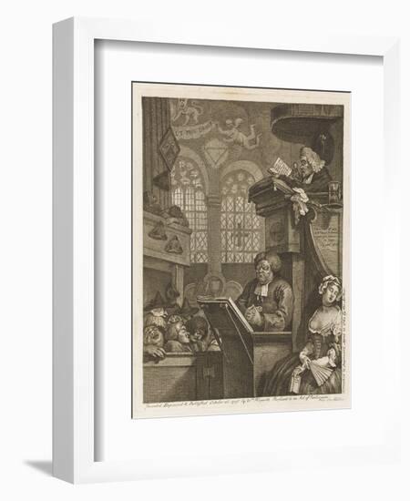 The Sleeping Congregation a Preacher is Reading His Sermon to a Sleeping Congregation-William Hogarth-Framed Art Print