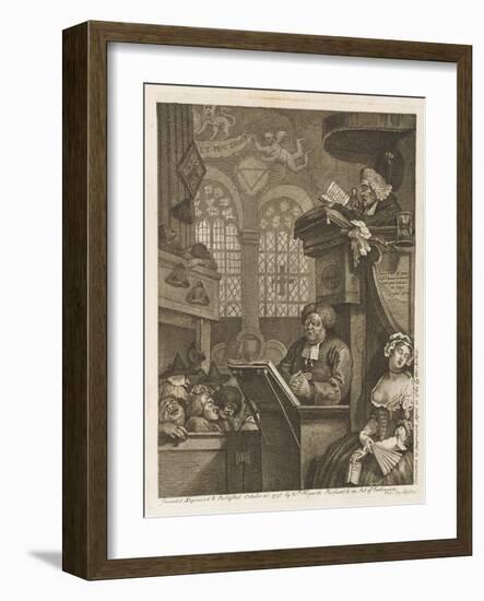 The Sleeping Congregation a Preacher Is Reading His Sermon to a Sleeping Congregation-null-Framed Art Print