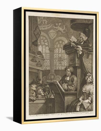 The Sleeping Congregation a Preacher Is Reading His Sermon to a Sleeping Congregation-null-Framed Stretched Canvas