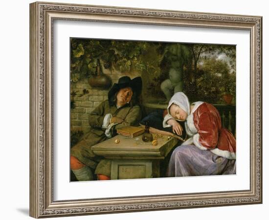 The Sleeping Couple, C.1658-60-Jan Havicksz Steen-Framed Giclee Print