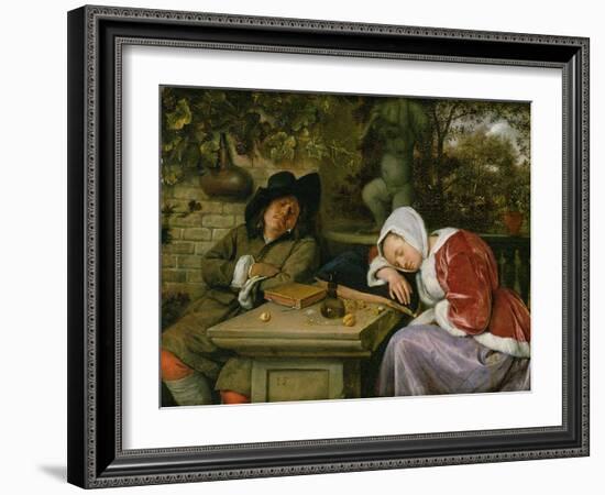 The Sleeping Couple, C.1658-60-Jan Havicksz Steen-Framed Giclee Print