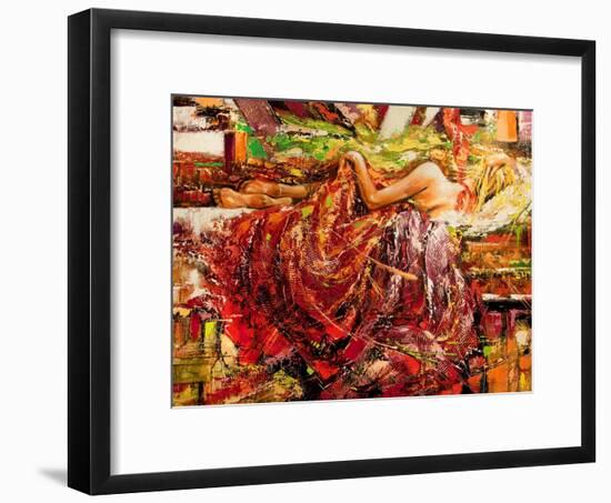 The Sleeping Girl Drawn By Oil On A Canvas-balaikin2009-Framed Art Print