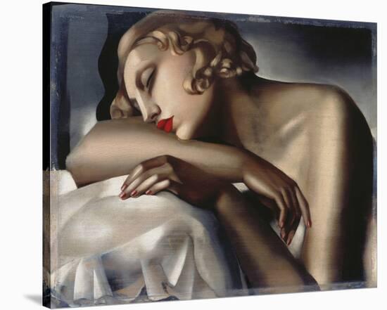 The Sleeping Girl-Tamara de Lempicka-Framed Stretched Canvas