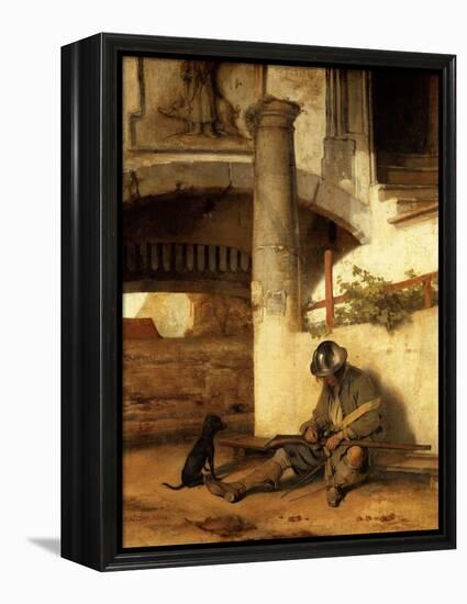 The sleeping sentinel (1654).-Carel Fabritius-Framed Premier Image Canvas