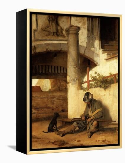 The sleeping sentinel (1654).-Carel Fabritius-Framed Premier Image Canvas