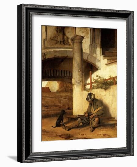 The sleeping sentinel (1654).-Carel Fabritius-Framed Giclee Print