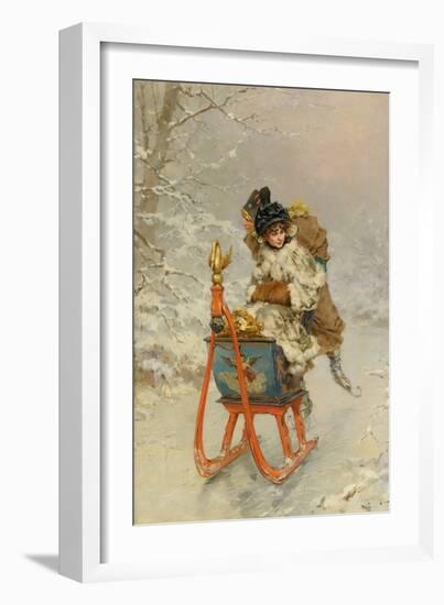 The Sleigh Ride, 19Th Century (Oil on Canvas)-Frederik Hendrik Kaemmerer-Framed Giclee Print