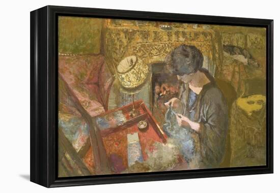 The Small Drawing-Room: Mme Hessel at Her Sewing Table, 1917-Edouard Vuillard-Framed Premier Image Canvas