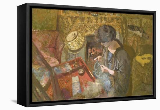 The Small Drawing-Room: Mme Hessel at Her Sewing Table, 1917-Edouard Vuillard-Framed Premier Image Canvas